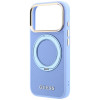 Guess Ring Stand 360 Grained Classic Logo MagSafe puzdro pre Apple iPhone 18 Pro / 17 Pro, svetlomodré