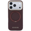 Guess Ring Stand 360 Grained Classic Logo MagSafe puzdro pre Apple iPhone 18 Pro / 17 Pro, bordová