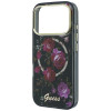 Guess GUE6042 IML Glitter Blossom Roses MagSafe pevné puzdro pre Apple iPhone 18 Pro Max / 17 Pro Max, čierne