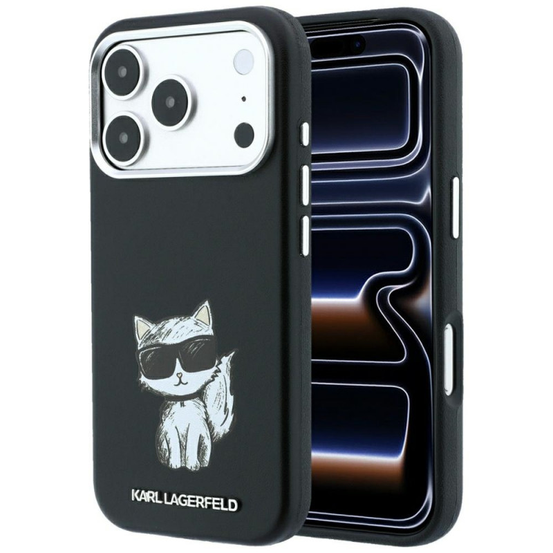 Karl Lagerfeld Puzdro Smooth Choupette Sketch MagSafe pre Apple iPhone 18 Pro Max / 17 Pro Max, čierne