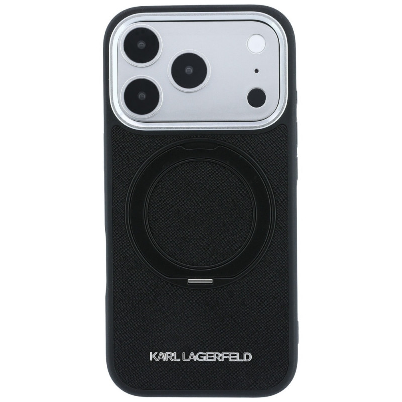 Karl Lagerfeld Ring Stand 360 Saffiano Classic Logo MagSafe puzdro pre Apple iPhone 18 Pro Max / 17 Pro Max, čierne (KF003180)