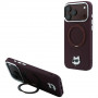 Karl Lagerfeld s Ring Stand 360 Choupette Head Pin MagSafe puzdro pre Apple iPhone 18 Pro / 17 Pro, bordová (KLD22763)