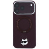 Karl Lagerfeld s Ring Stand 360 Choupette Head Pin MagSafe puzdro pre Apple iPhone 18 Pro / 17 Pro, bordová (KLD22763)