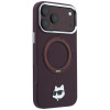 Karl Lagerfeld s Ring Stand 360 Choupette Head Pin MagSafe puzdro pre Apple iPhone 18 Pro / 17 Pro, bordová (KLD22763)
