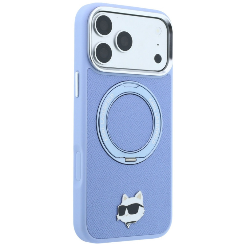 Karl Lagerfeld with Ring Stand 360 Choupette Head Pin MagSafe puzdro pre Apple iPhone 18 Pro Max / 17 Pro Max, svetlomodré (KF003220)