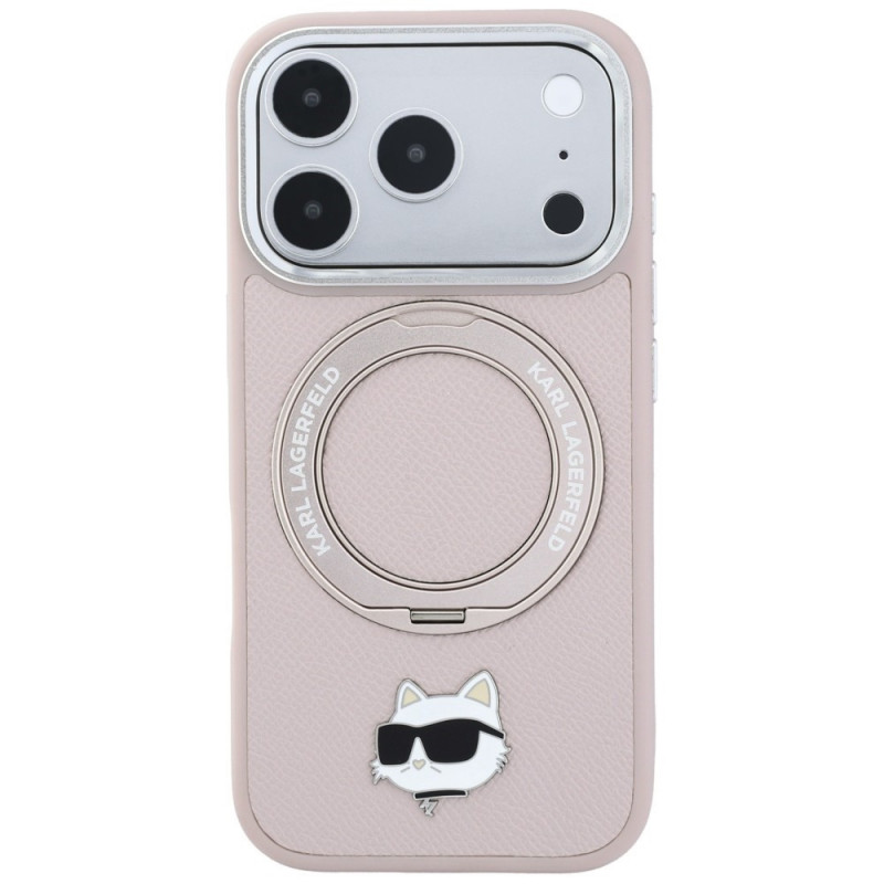 Karl Lagerfeld s Ring Stand 360 Choupette Head Pin MagSafe puzdro pre Apple iPhone 18 Pro Max / 17 Pro Max, ružové