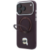 Karl Lagerfeld s Ring Stand 360 Karl Head Pin MagSafe puzdro pre Apple iPhone 18 Pro Max / 17 Pro Max, bordová
