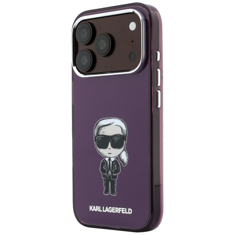 Karl Lagerfeld IML Ikonik Sketch Print MagSafe puzdro pre Apple iPhone 18 Pro / 17 Pro, burgundy