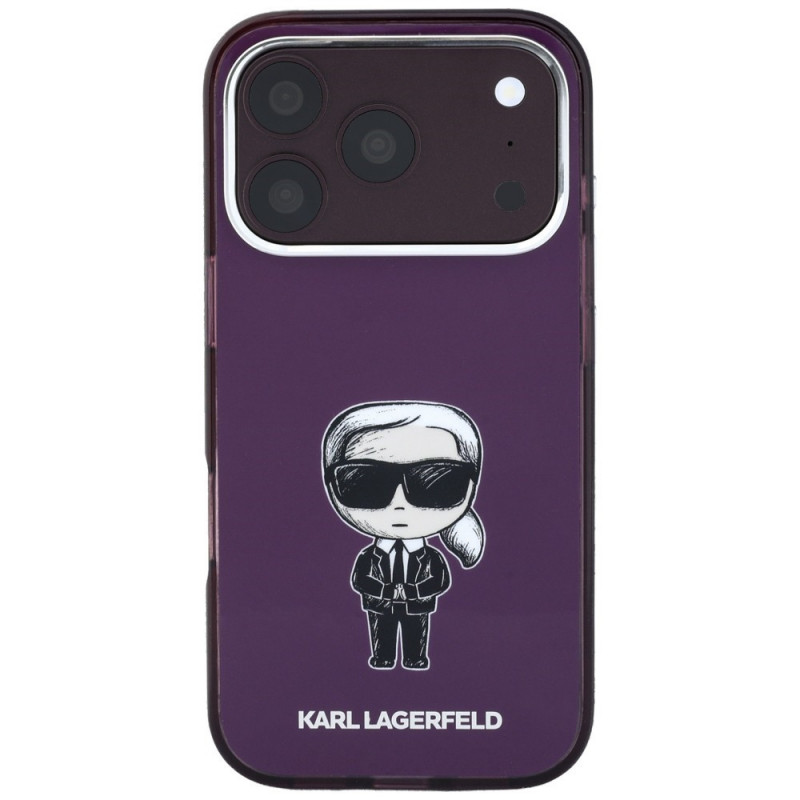 Karl Lagerfeld IML Ikonik Sketch Print MagSafe puzdro pre Apple iPhone 18 Pro / 17 Pro, burgundy