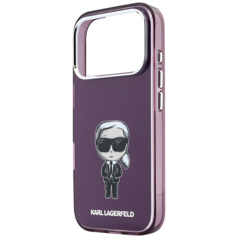 Karl Lagerfeld IML Ikonik Sketch Print MagSafe puzdro pre Apple iPhone 18 Pro / 17 Pro, burgundy