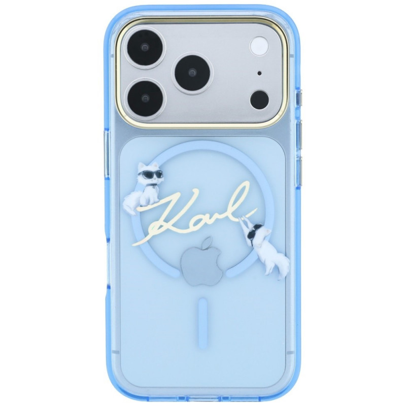 Karl Lagerfeld Script Logo MagSafe puzdro pre Apple iPhone 18 Pro / 17 Pro, svetlomodré