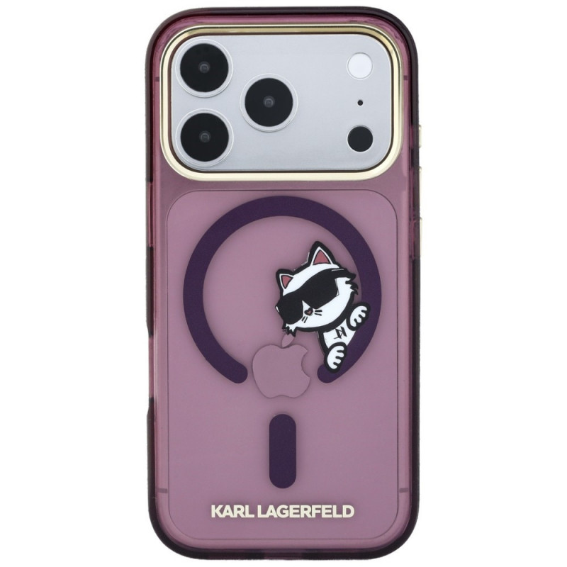 Karl Lagerfeld Peekaboo Logo MagSafe puzdro pre Apple iPhone 18 Pro / 17 Pro, burgundy