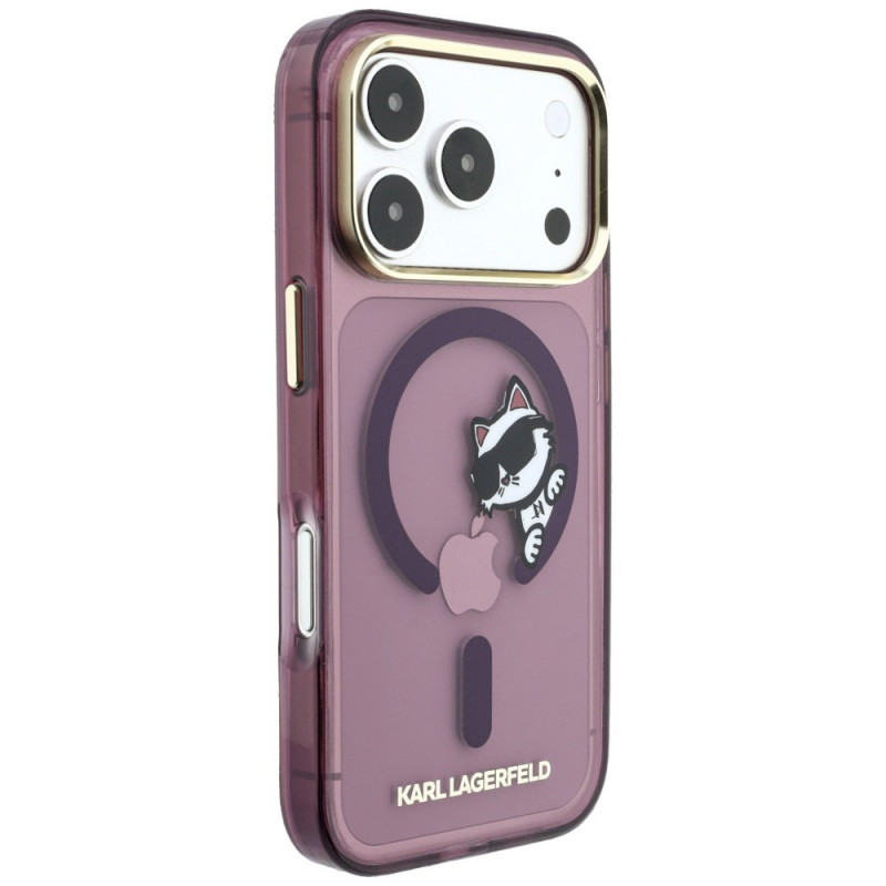 Karl Lagerfeld Peekaboo Logo MagSafe puzdro pre Apple iPhone 18 Pro / 17 Pro, burgundy