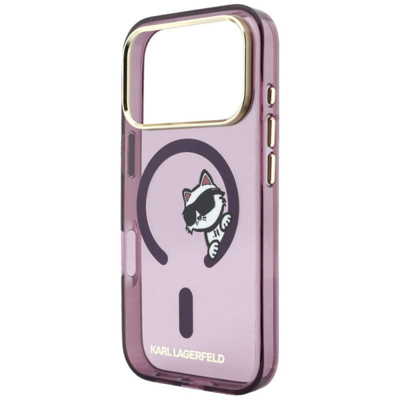 Karl Lagerfeld Peekaboo Logo MagSafe puzdro pre Apple iPhone 18 Pro / 17 Pro, burgundy
