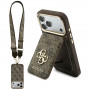 Guess 4G puzdro s peňaženkou a šnúrkou, MagSafe, pre Apple iPhone 18 Pro Max / 17 Pro Max, hnedé