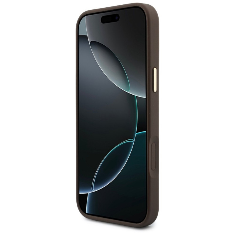 Guess 4G puzdro s peňaženkou a šnúrkou, MagSafe, pre Apple iPhone 18 Pro Max / 17 Pro Max, hnedé