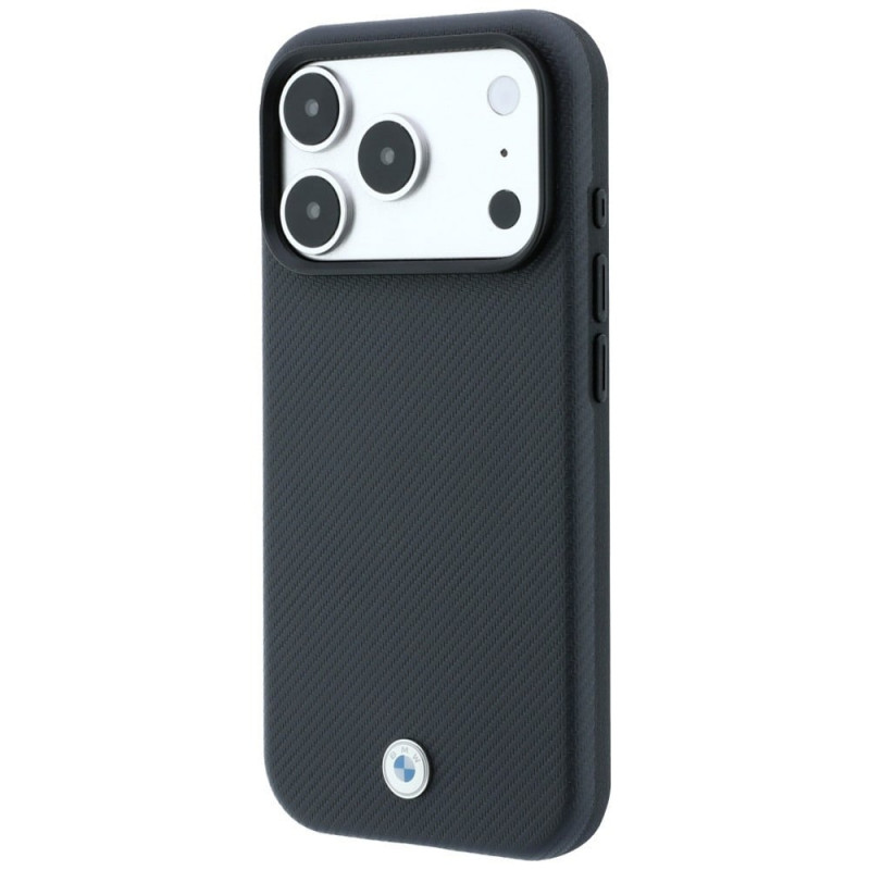 BMW Kevlar Metal Logo MagSafe puzdro pre Apple iPhone 18 Pro / 17 Pro, antracitové