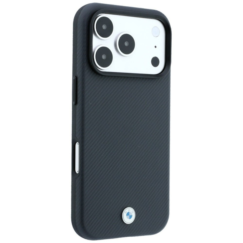 BMW Kevlar Metal Logo MagSafe puzdro pre Apple iPhone 18 Pro / 17 Pro, antracitové