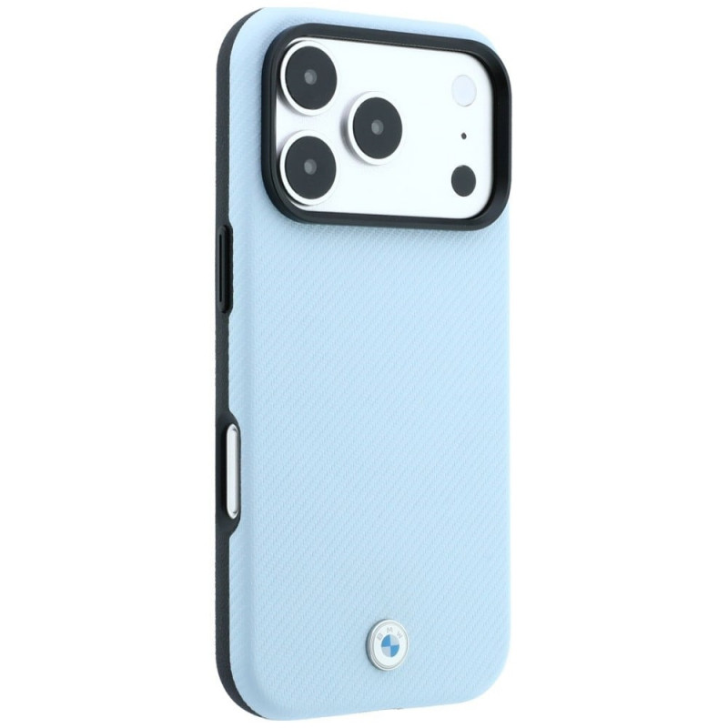BMW Kevlar Metal Logo MagSafe puzdro pre Apple iPhone 18 Pro Max / 17 Pro Max, modré