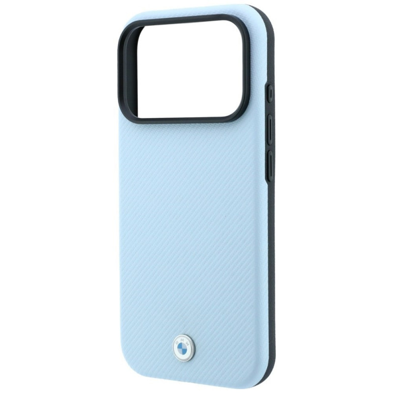 BMW Kevlar Metal Logo MagSafe puzdro pre Apple iPhone 18 Pro Max / 17 Pro Max, modré