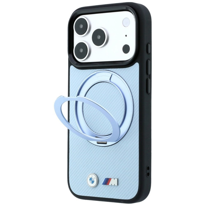 BMW Kevlar Ring Stand 360 MagSafe puzdro pre Apple iPhone 18 Pro / 17 Pro, modré