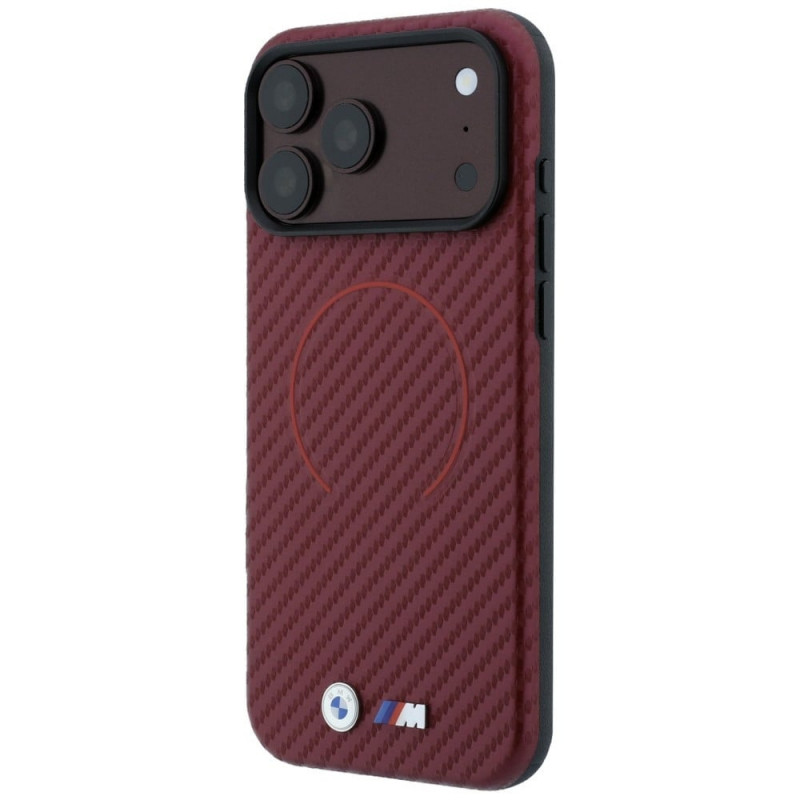 BMW M Carbon Printed Ring MagSafe puzdro pre Apple iPhone 18 Pro Max / 17 Pro Max, červené