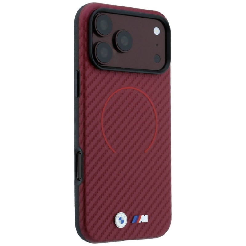 BMW M Carbon Printed Ring MagSafe puzdro pre Apple iPhone 18 Pro Max / 17 Pro Max, červené