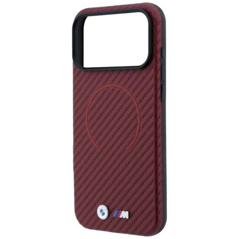 BMW M Carbon Printed Ring MagSafe puzdro pre Apple iPhone 18 Pro Max / 17 Pro Max, červené