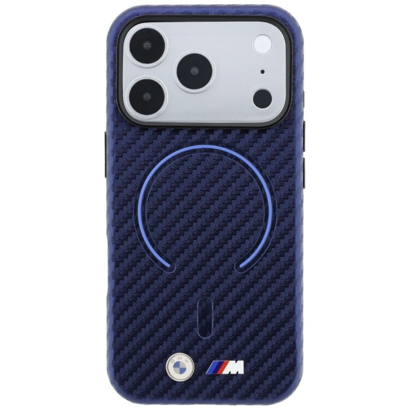BMW M Carbon Printed Ring MagSafe puzdro pre Apple iPhone 18 Pro Max / 17 Pro Max, námornícka modrá