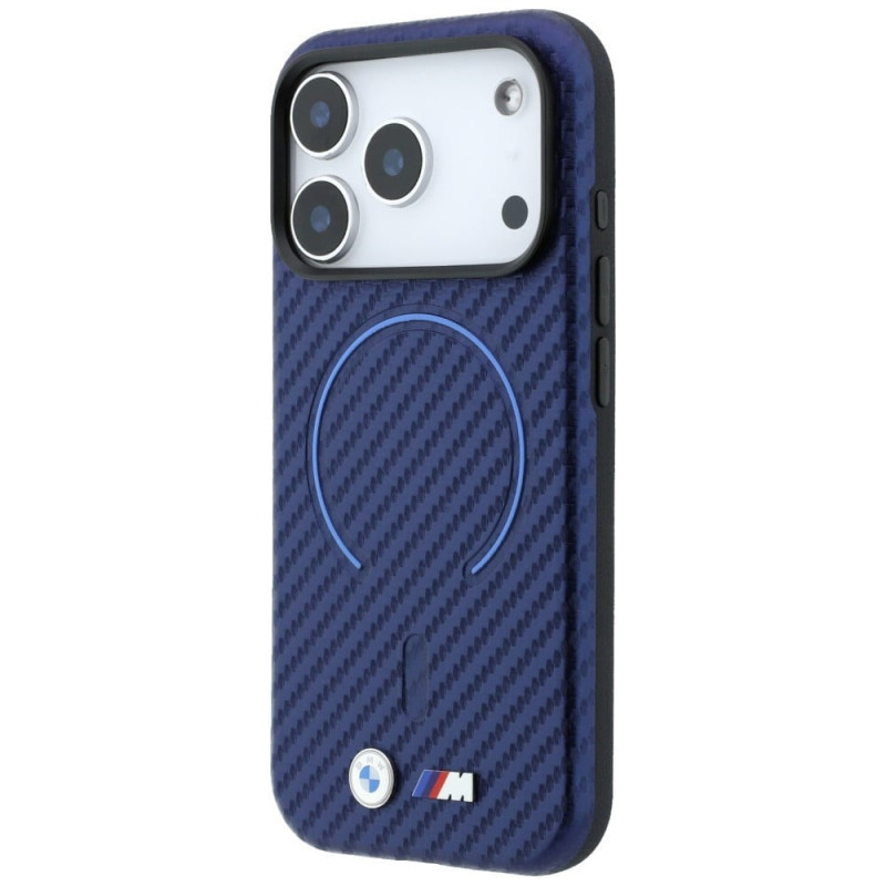 BMW M Carbon Printed Ring MagSafe puzdro pre Apple iPhone 18 Pro / 17 Pro, námornícka modrá