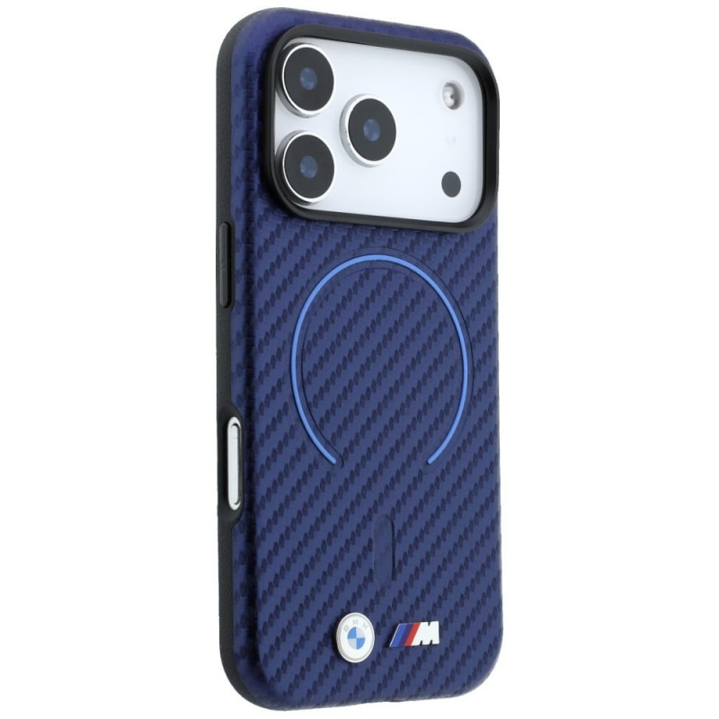 BMW M Carbon Printed Ring MagSafe puzdro pre Apple iPhone 18 Pro / 17 Pro, námornícka modrá