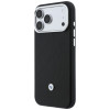 BMW Quilted Pattern Metal Logo puzdro a peňaženka pre Apple iPhone 18 Pro / 17 Pro, čierna