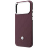 BMW Quilted Pattern Metal Logo puzdro a peňaženka pre Apple iPhone 18 Pro / 17 Pro, bordová