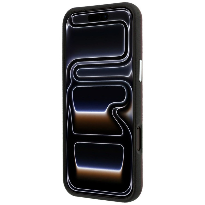 BMW Quilted Pattern Metal Logo puzdro a peňaženka pre Apple iPhone 18 Pro Max / 17 Pro Max, bordová