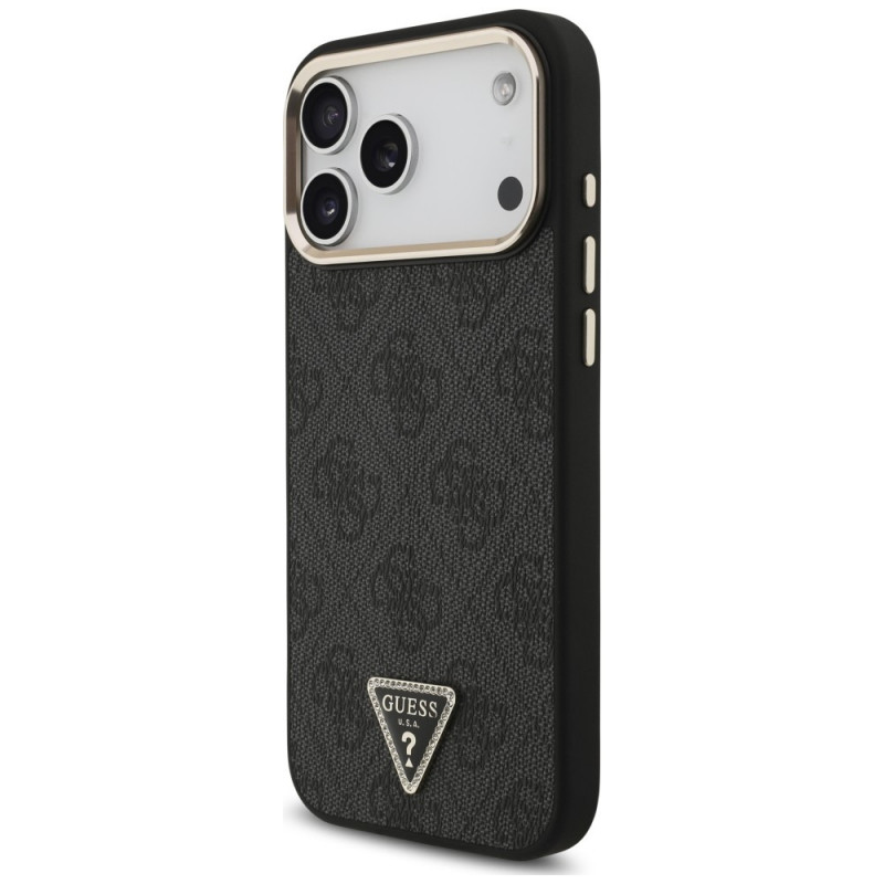 Guess 4G Triangle Logo MagSafe puzdro pre Apple iPhone 18 Pro Max / 17 Pro Max, čierno-zlaté