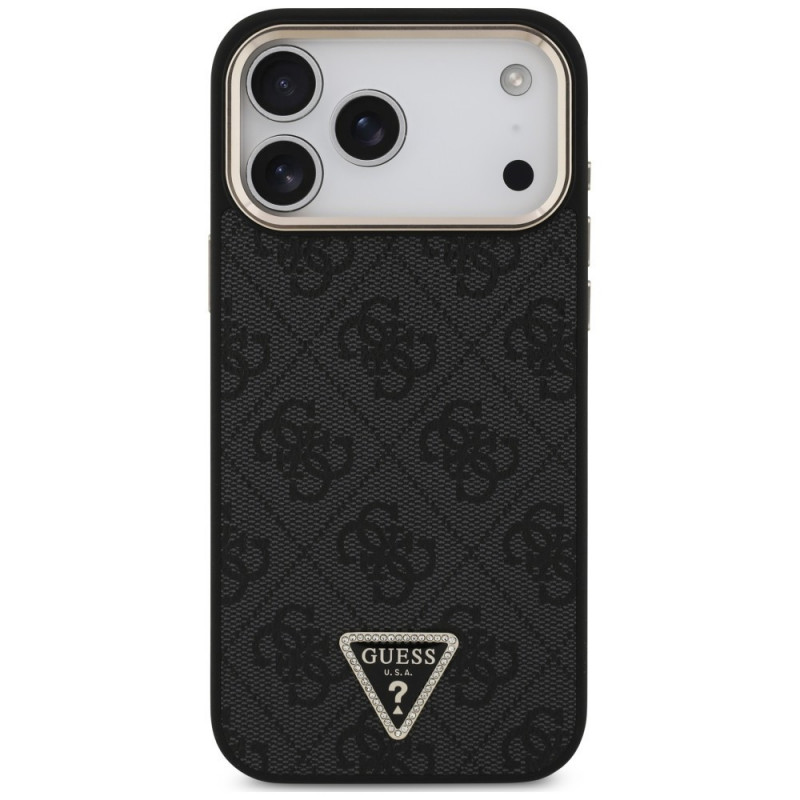 Guess 4G Triangle Logo MagSafe puzdro pre Apple iPhone 18 Pro Max / 17 Pro Max, čierno-zlaté