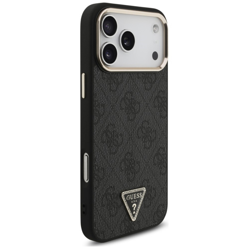 Guess 4G Triangle Logo MagSafe puzdro pre Apple iPhone 18 Pro Max / 17 Pro Max, čierno-zlaté