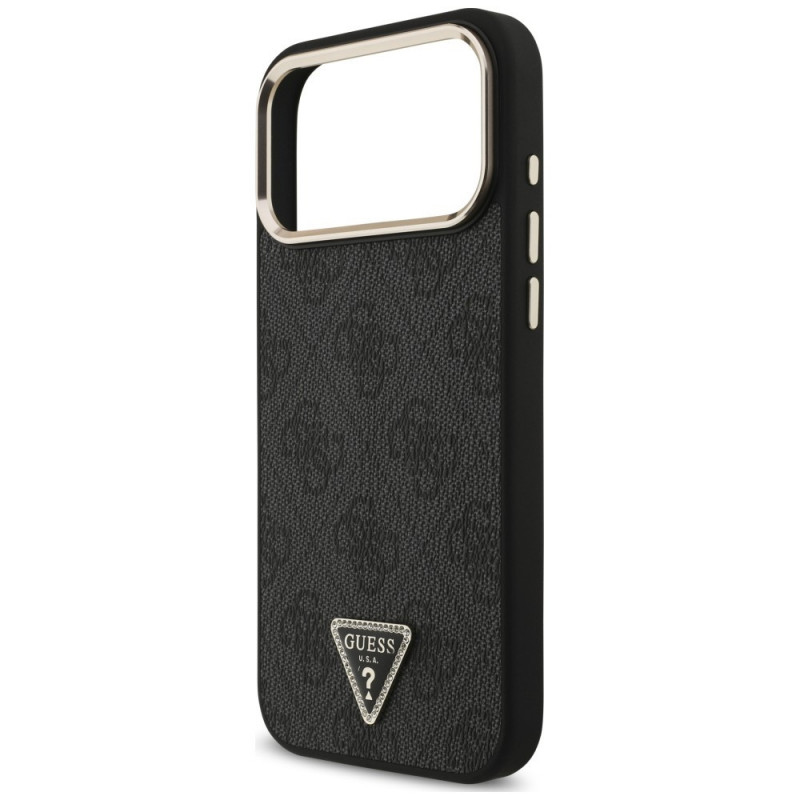 Guess 4G Triangle Logo MagSafe puzdro pre Apple iPhone 18 Pro Max / 17 Pro Max, čierno-zlaté