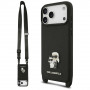 Karl Lagerfeld Saffiano Karl&Choupette Metal Pin CBDY Strap puzdro na Apple iPhone 18 Pro / 17 Pro, čierne