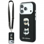 Karl Lagerfeld Saffiano Karl&Choupette Heads Pins Strap Logo puzdro pre Apple iPhone 18 Pro / 17 Pro, čierne