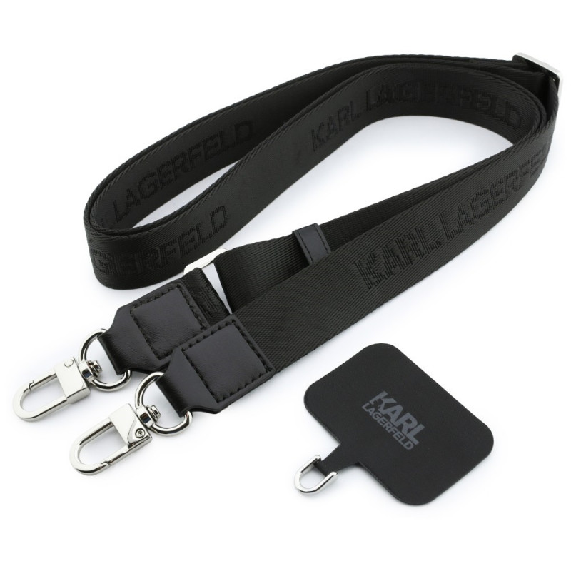 Karl Lagerfeld Saffiano Karl&Choupette Heads Pins Strap Logo puzdro pre Apple iPhone 18 Pro / 17 Pro, čierne