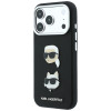 Karl Lagerfeld Saffiano Karl&Choupette Heads Pins Strap Logo puzdro pre Apple iPhone 18 Pro / 17 Pro, čierne
