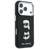 Karl Lagerfeld Saffiano Karl&Choupette Heads Pins Strap Logo puzdro pre Apple iPhone 18 Pro / 17 Pro, čierne
