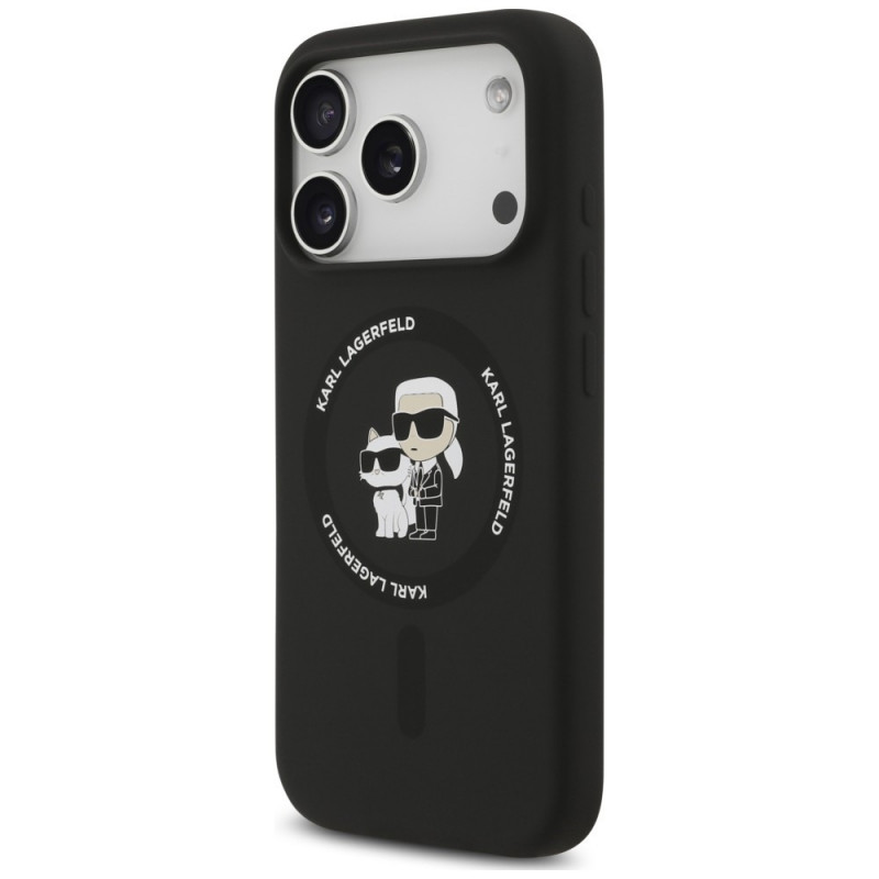 Karl Lagerfeld Silikónové puzdro Karl&Choupette Ring MagSafe pre Apple iPhone 18 Pro Max / 17 Pro Max, čierne
