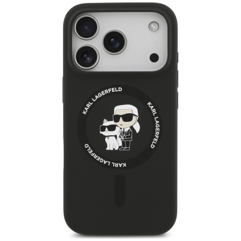 Karl Lagerfeld Silikónové puzdro Karl&Choupette Ring MagSafe pre Apple iPhone 18 Pro Max / 17 Pro Max, čierne