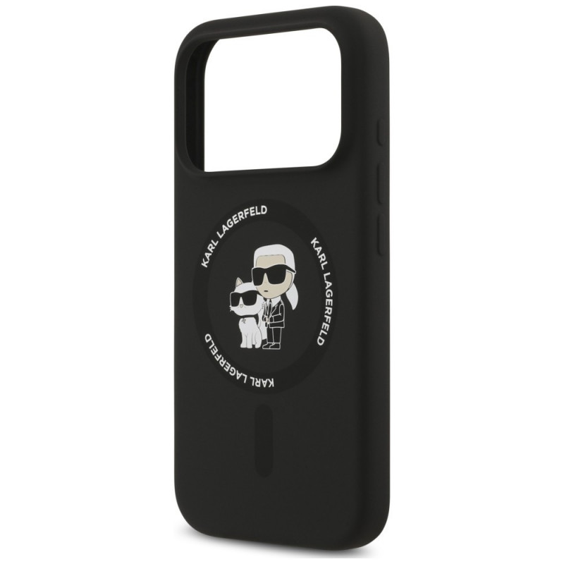 Karl Lagerfeld Silikónové puzdro Karl&Choupette Ring MagSafe pre Apple iPhone 18 Pro Max / 17 Pro Max, čierne