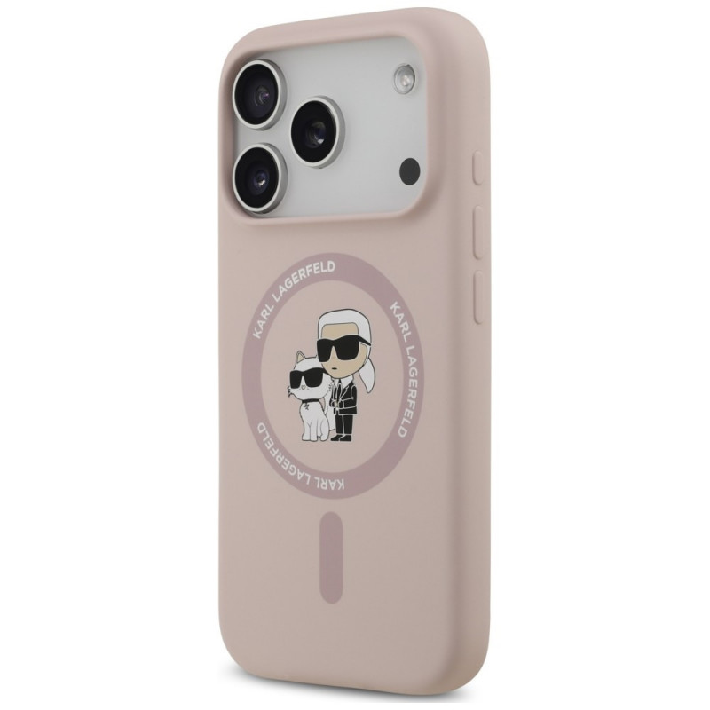 Karl Lagerfeld Silicone Karl&Choupette Ring MagSafe puzdro pre Apple iPhone 18 Pro / 17 Pro, čierne