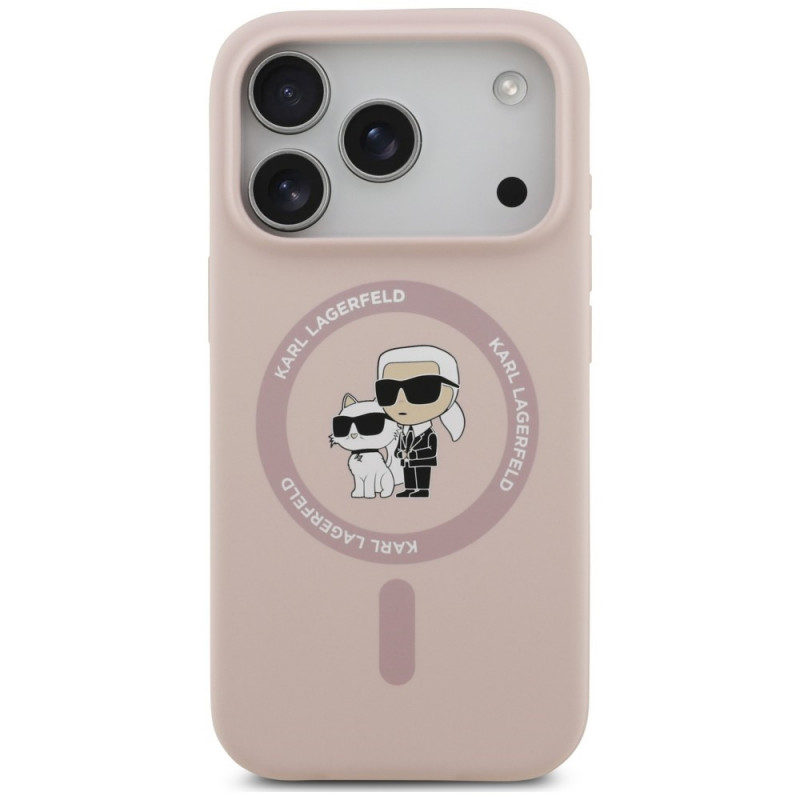 Karl Lagerfeld Silicone Karl&Choupette Ring MagSafe puzdro pre Apple iPhone 18 Pro / 17 Pro, čierne