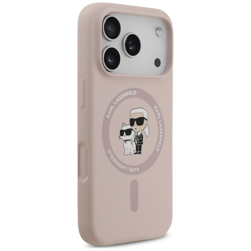 Karl Lagerfeld Silicone Karl&Choupette Ring MagSafe puzdro pre Apple iPhone 18 Pro / 17 Pro, čierne