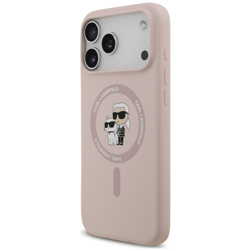 Karl Lagerfeld Silikónové puzdro Karl&Choupette Ring MagSafe pre Apple iPhone 18 Pro Max / 17 Pro Max, ružové